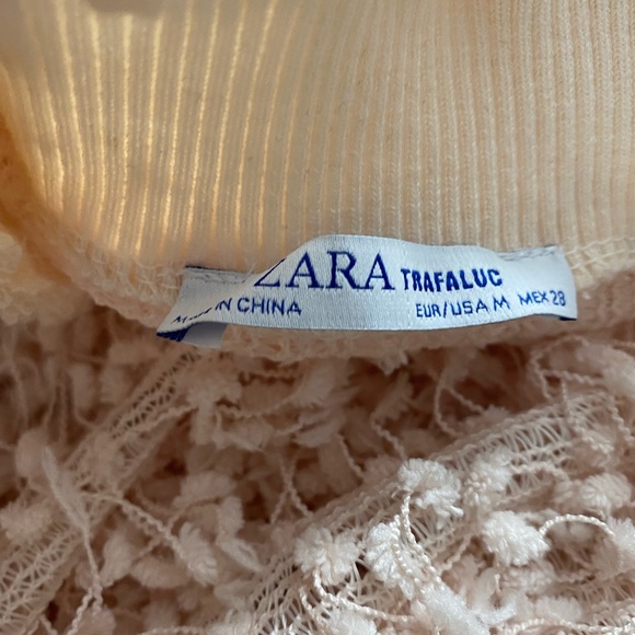 ZARA Crop Top Cream White Long Sleeve Textured Knit - Picture 6 of 6